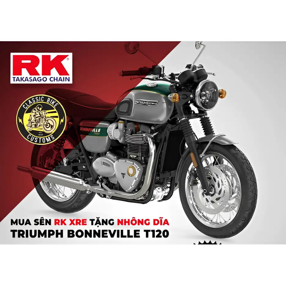 Nhông Dĩa RK 525 Triumph T120 chính hãng